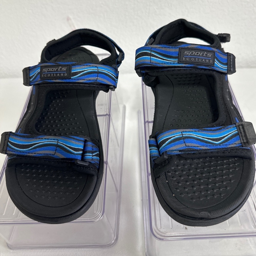 Sports Scotland Kids Sandals Black Blue Adjustable Straps Comfort Shoes